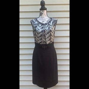 Tahari Braided Neckline Sheath Dress